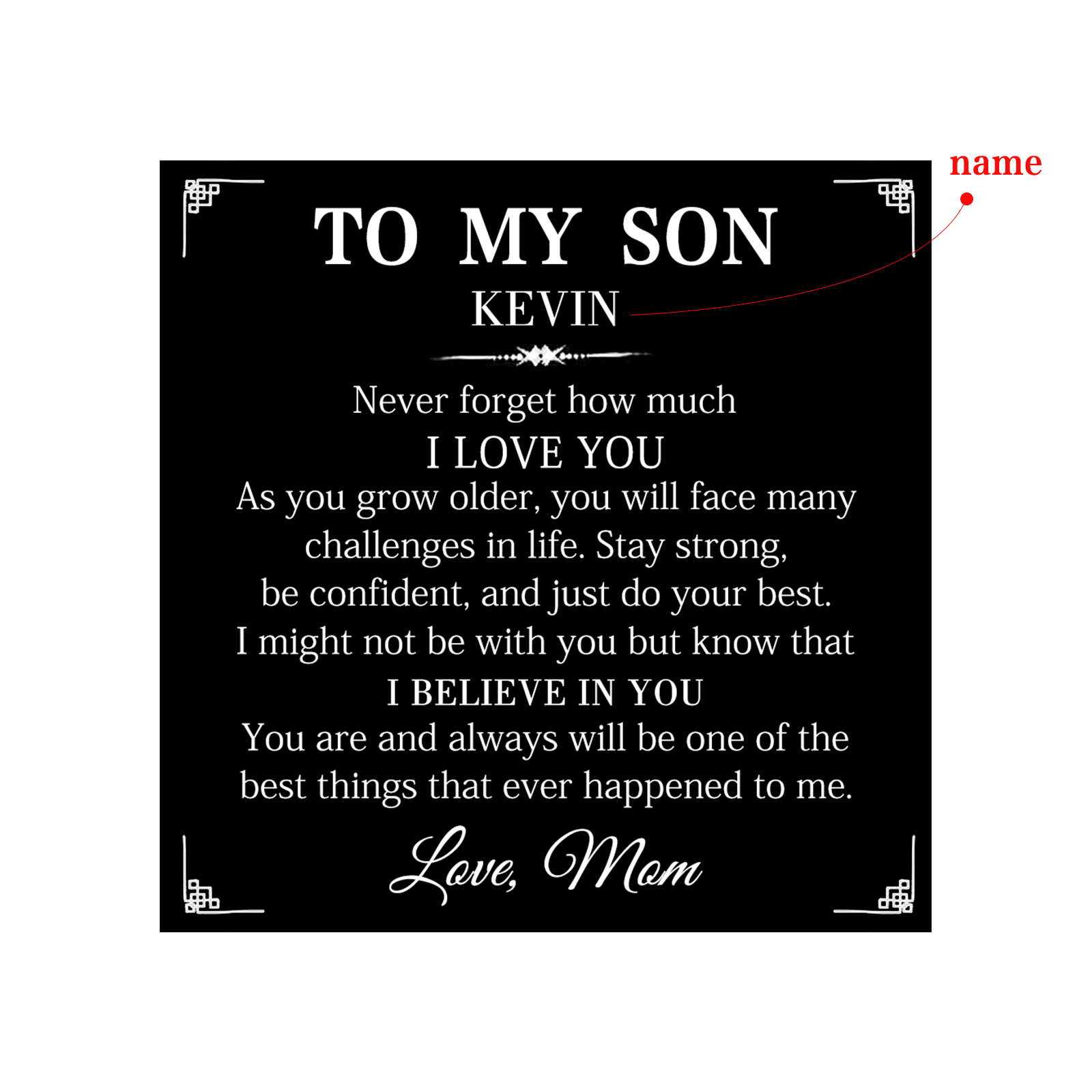 To My Son Bracelet Personalised Name Message Card Braided Leather Bracelet Mom to Son Gift - Never Forget How Much I Love You-Jessemade AU