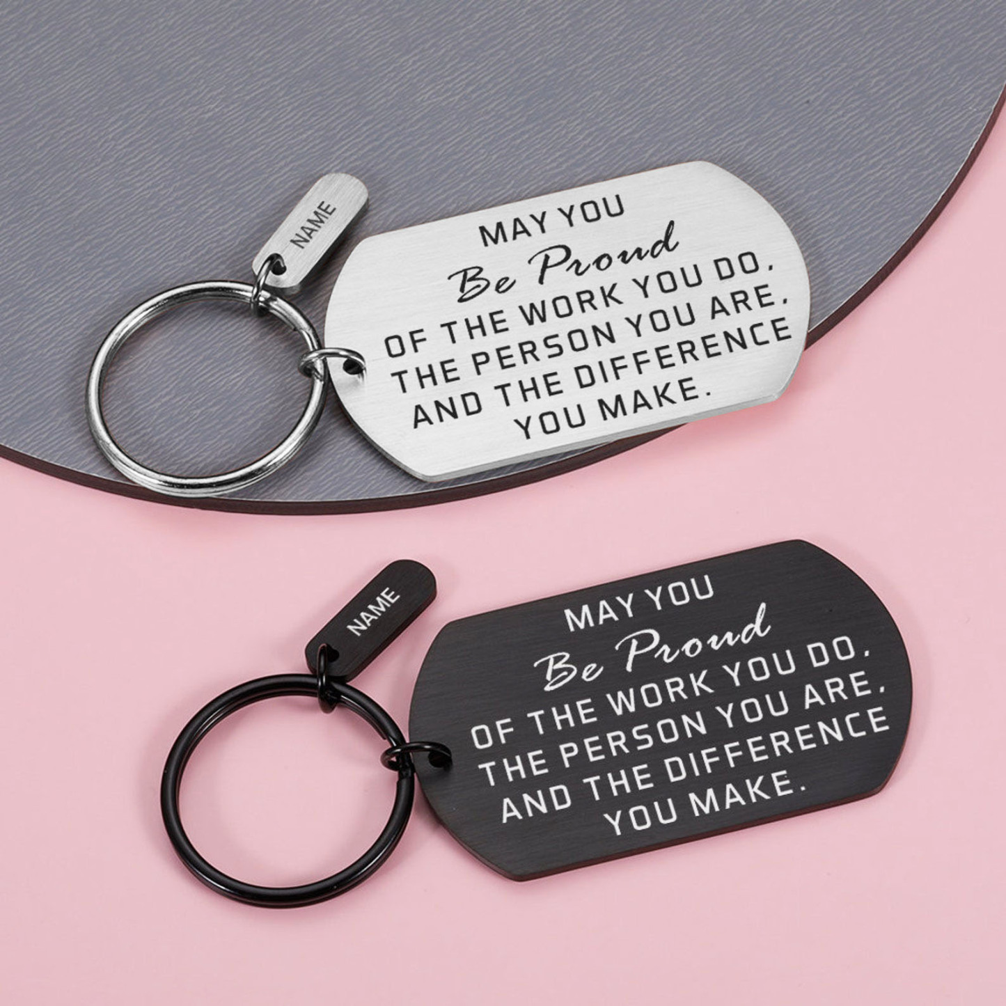 Personalised Stainless Steel Keychain Customised Name Keyring Gift for Kids/Friends - May You Be Proud Of The Work You Do-Jessemade AU