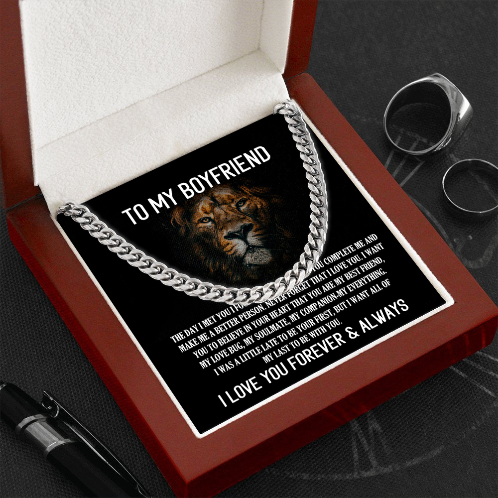 To My Boyfriend Cuban Link Chain Necklace Promise Necklace Gift Set - I Love You Forever & Always-Jessemade AU