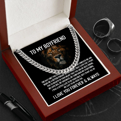 To My Boyfriend Cuban Link Chain Necklace Promise Necklace Gift Set - I Love You Forever & Always-Jessemade AU