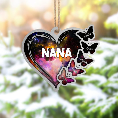 Multi Colors Personalised Acrylic Ornament Sparkling Heart Butterfly Ornament Customised Name Gift for Grandma Mother-Jessemade AU