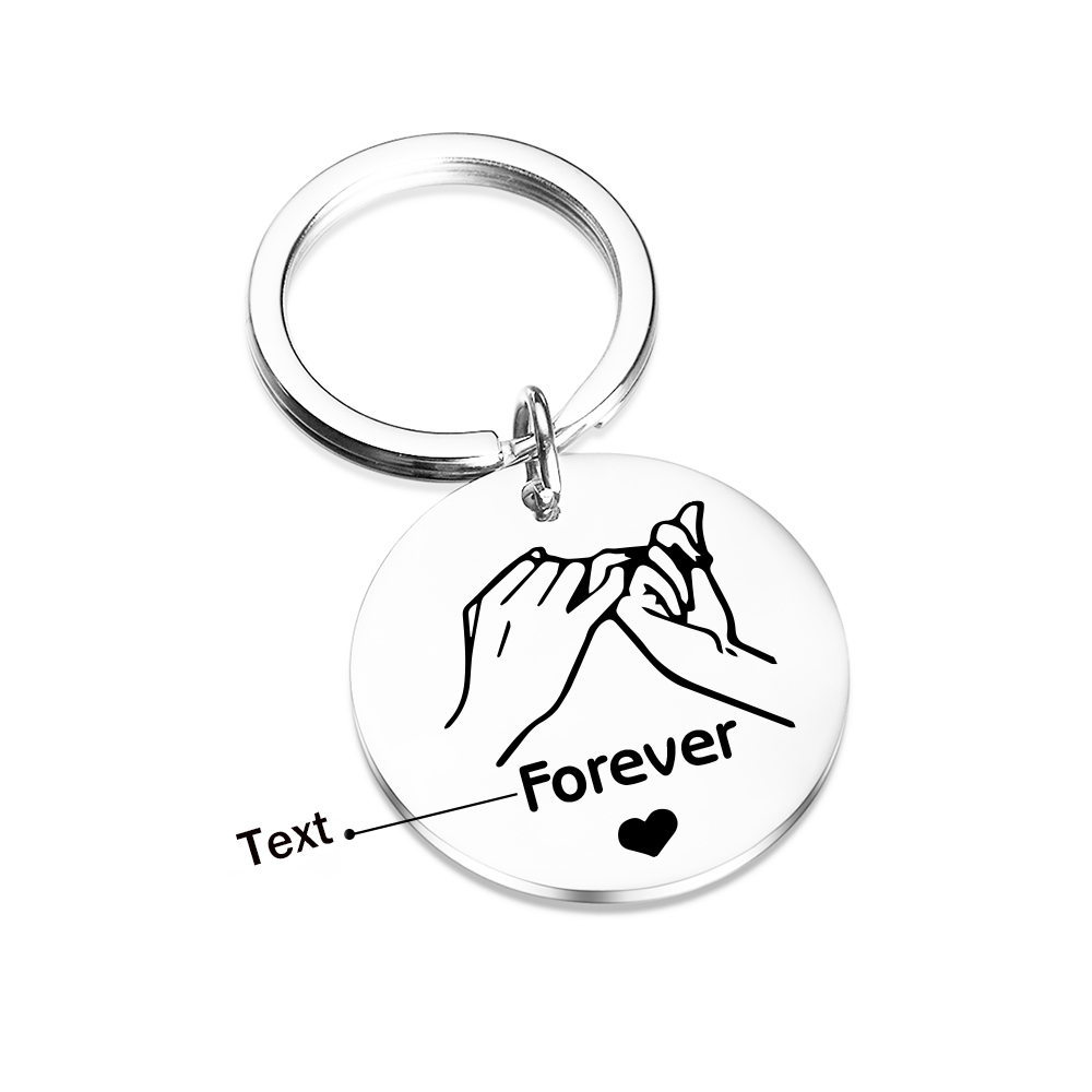 Pinky Swear Personalised Round Keychain Custom Text Keyring Gift For Friend/Sister/Bestie-Jessemade AU