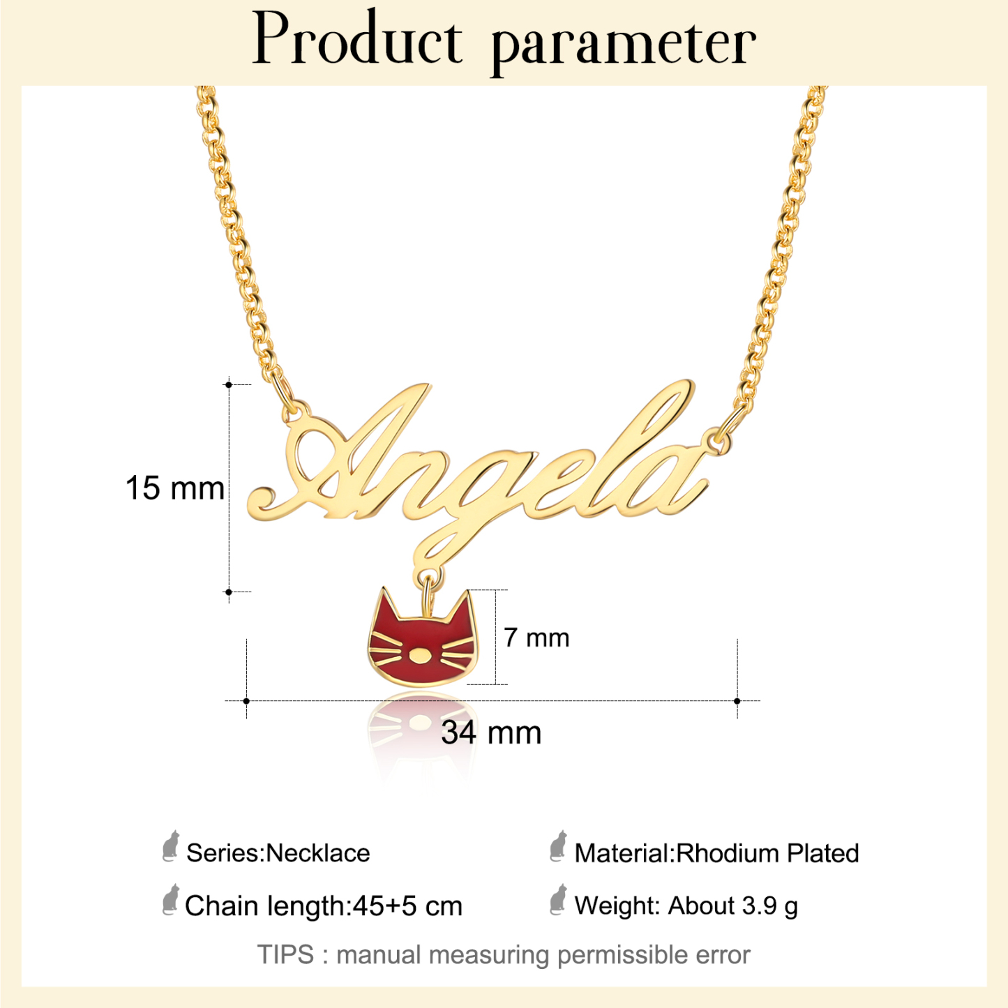 Personalised Cat Necklace Custom 1 Name Necklace Gift For Women-Jessemade AU