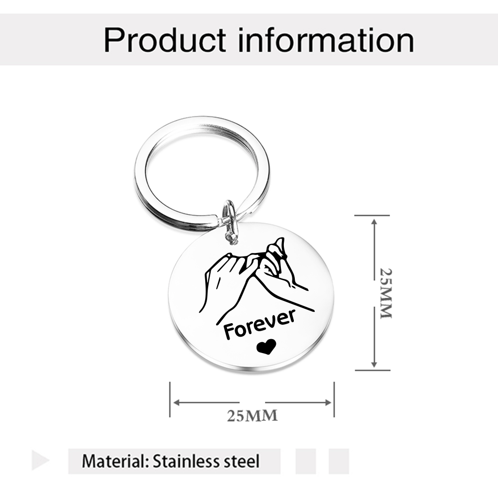 Pinky Swear Personalised Round Keychain Custom Text Keyring Gift For Friend/Sister/Bestie-Jessemade AU