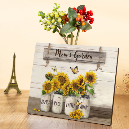 4 Names - Personalised Wooden Plaque Sunflowers Customised with Text Home Decoration Gift for Mother/Grandma-Jessemade AU