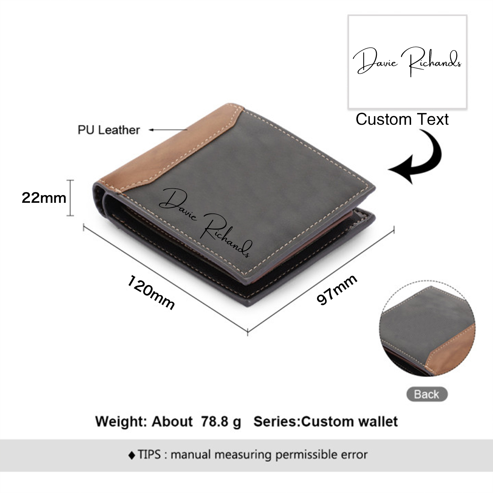 Personalised 2 Texts & 1 Photo Gift Set Wallet & Keychain & Pen Gift Box Set Father’s Day Gift for Him-Jessemade AU