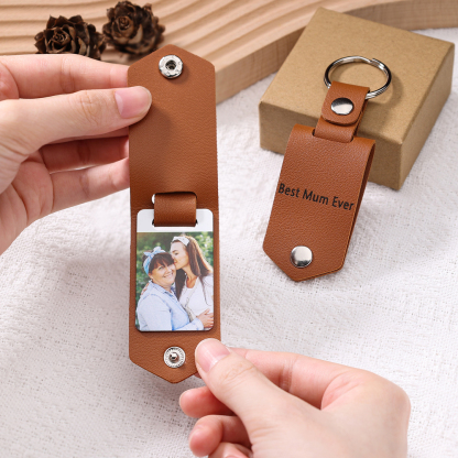 Personalised Photo Keychain Custom Text Leather Keyring Couple Keychain Gifts for Him/her-Jessemade AU