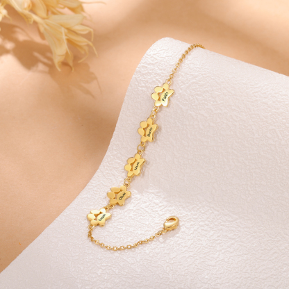 Pet Paw Custom 5 Names Bracelet Gold Adjustable Bracelet Dog Cat Paw Personalised Birthday Gift for Her-Jessemade AU