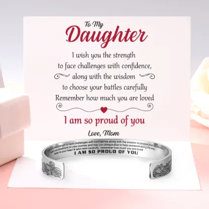 For Daughter- Wave Cuff Bangle Bracelet "I Am So Proud Of You"-Jessemade AU