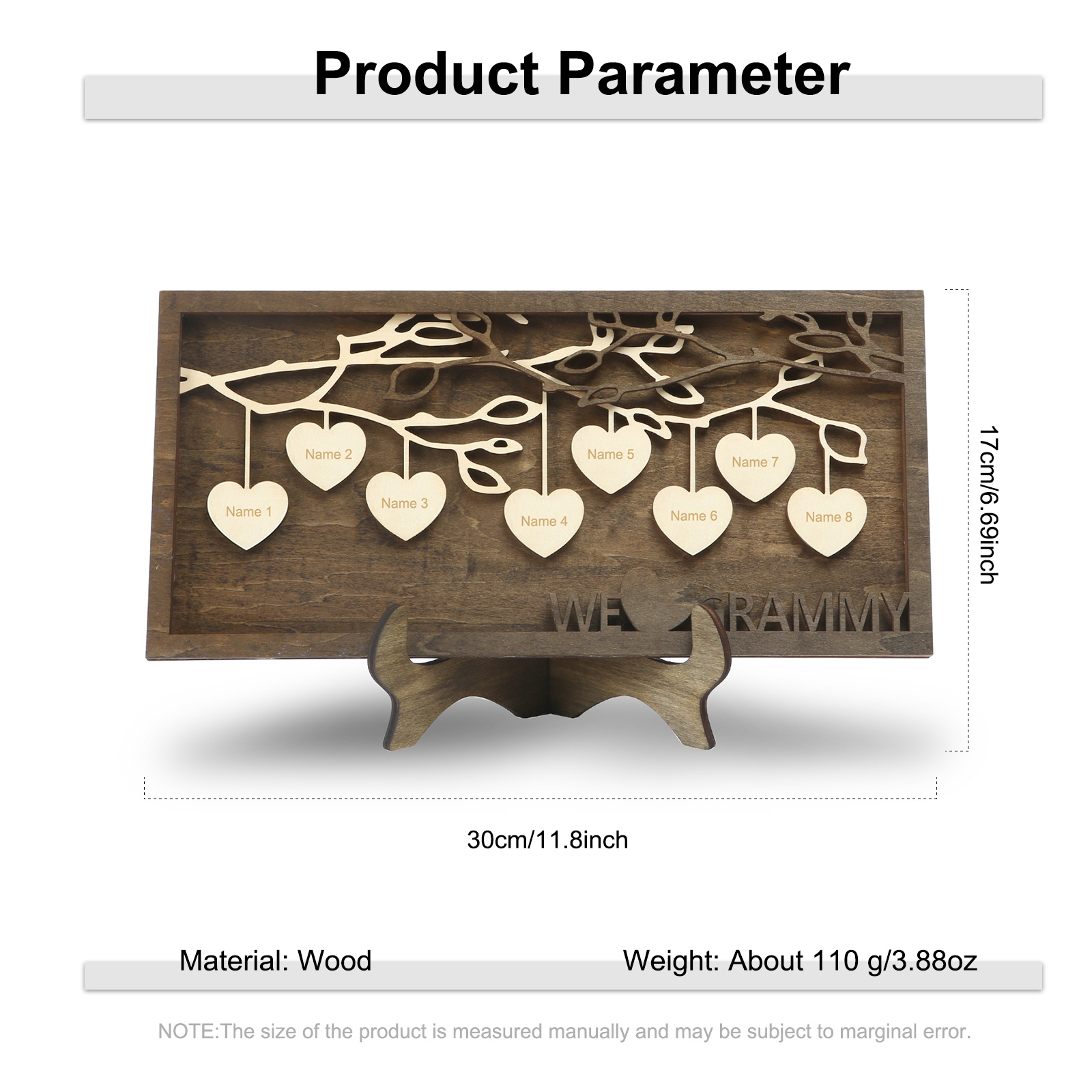 Custom Family Tree Sign Engrave 8 Names Wooden Family Frame Home Decor-Jessemade AU