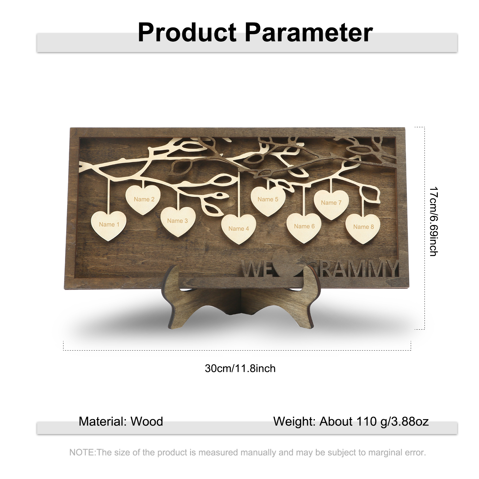 Custom Family Tree Sign Engrave 8 Names Wooden Family Frame Home Decor-Jessemade AU