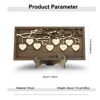 Custom Family Tree Sign Engrave 8 Names Wooden Family Frame Home Decor-Jessemade AU