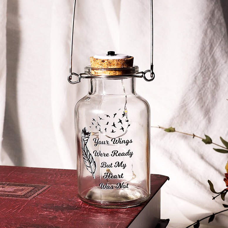 Memorial Jar Night Light Your Wings Were Ready But My Heart Was Not LED Lamp-Jessemade AU