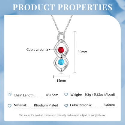 Personalised Pendant Necklace Custom 2 Birthstones Engraved 2 Names Necklace Gift for Women-Jessemade AU