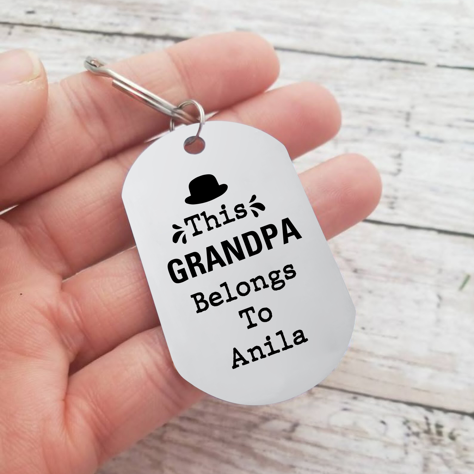 Personalised Photo and Name Keychain Grandparents' Day Gift for Grandpa-Jessemade AU