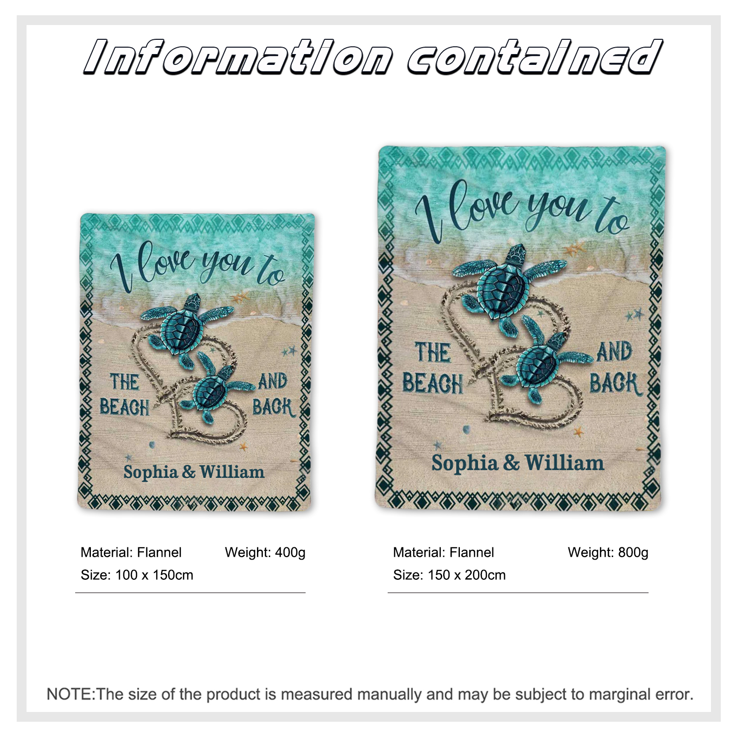 Personalised Couple Blanket Engrave Name Sweet Gift "I love you to the beach and back"-Jessemade AU