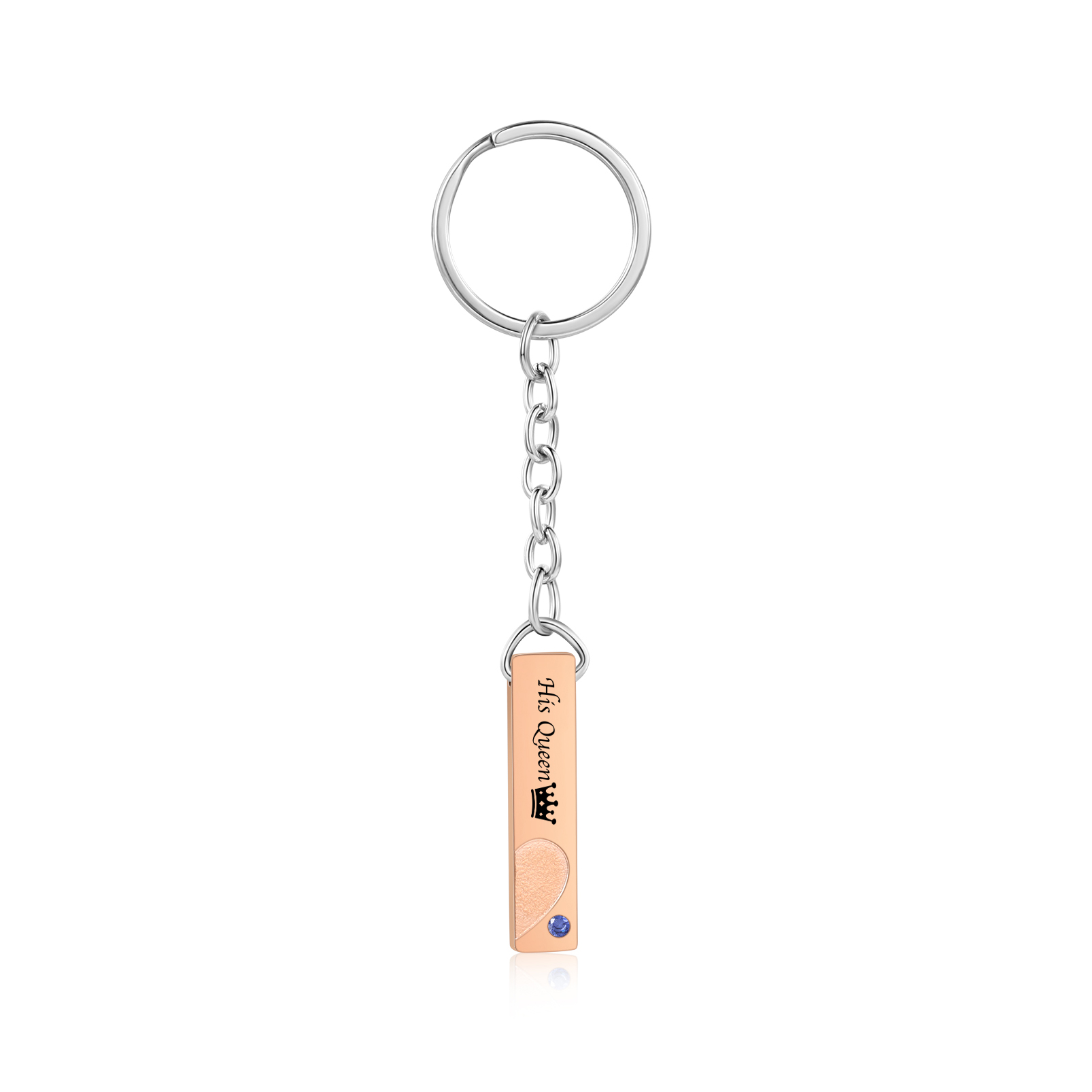 2 PCS Couple Keychain Set Customised with Texts & Birthstones Keychain Crown Gift for Couples-Jessemade AU