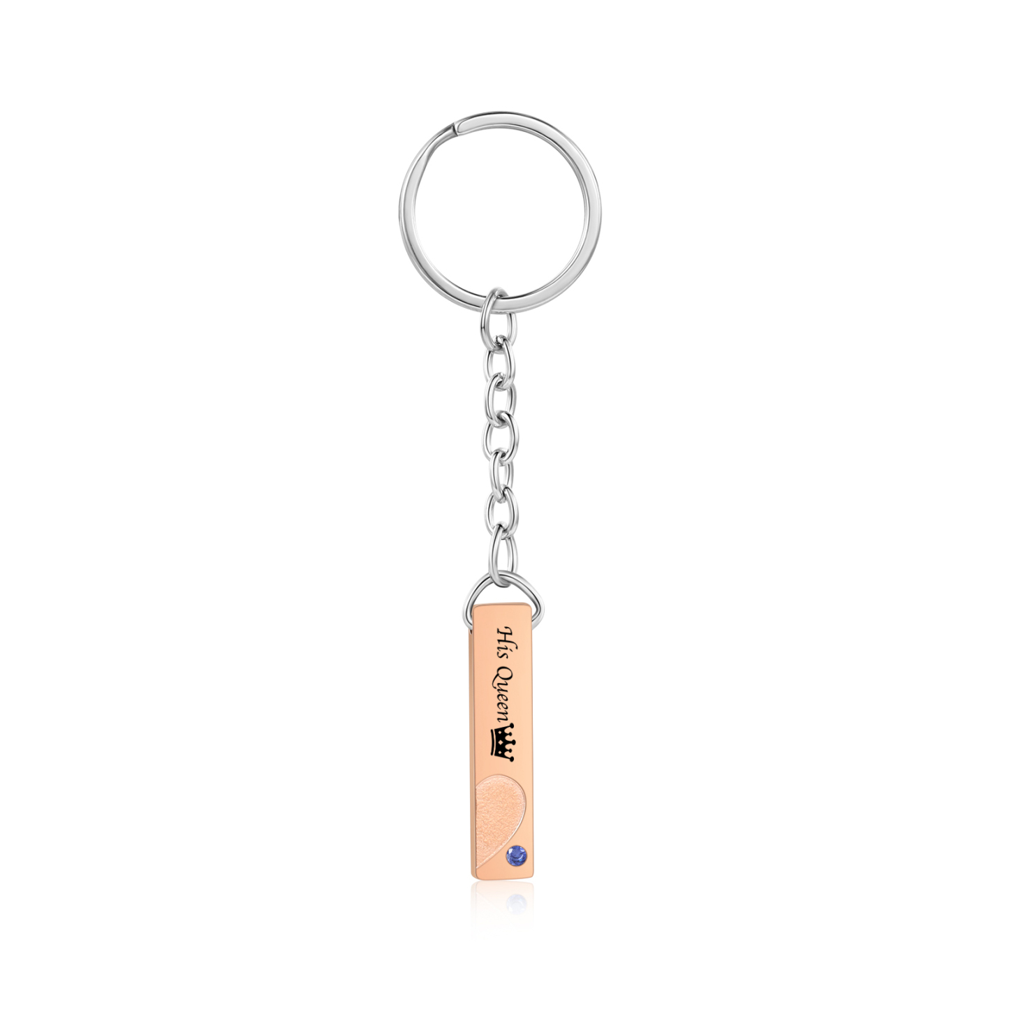 2 PCS Couple Keychain Set Customised with Texts & Birthstones Keychain Crown Gift for Couples-Jessemade AU