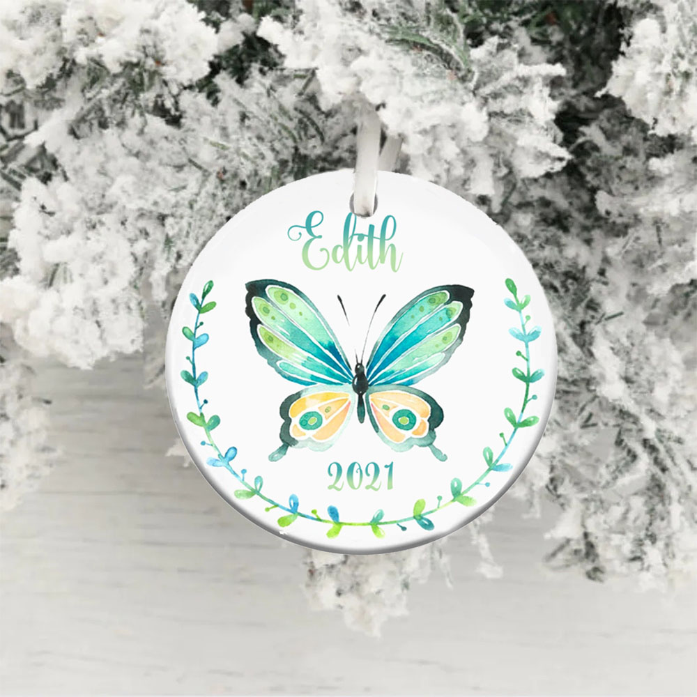Personalised Blue Butterfly Ornament Custom Name Home Decor for Family-Jessemade AU