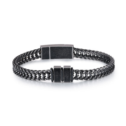 2 Names - Men's Vintage Bracelet Customised Name Stainless Steel Bracelet Personalised Gift for Him-Jessemade AU