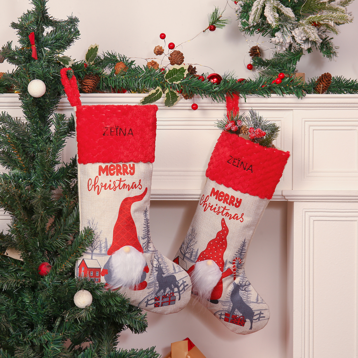 Personalised Christmas Stocking Ornaments Custom 1 Name Santa Claus Socks Gifts for Family Friends-Jessemade AU