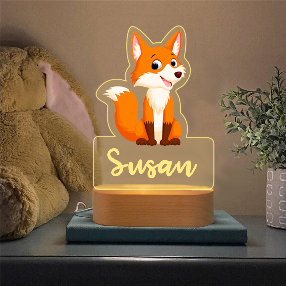 Personalised Name Fox Night Light LED Lamp Gifts For Kids-Jessemade AU