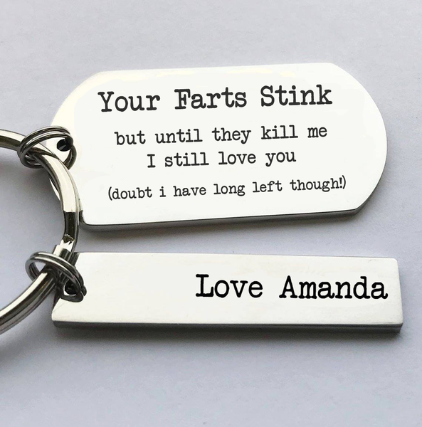 Your Farts Stink But I Love You Keychain Personalised Funny Couple Gift-Jessemade AU