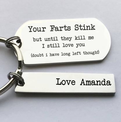 Your Farts Stink But I Love You Keychain Personalised Funny Couple Gift-Jessemade AU