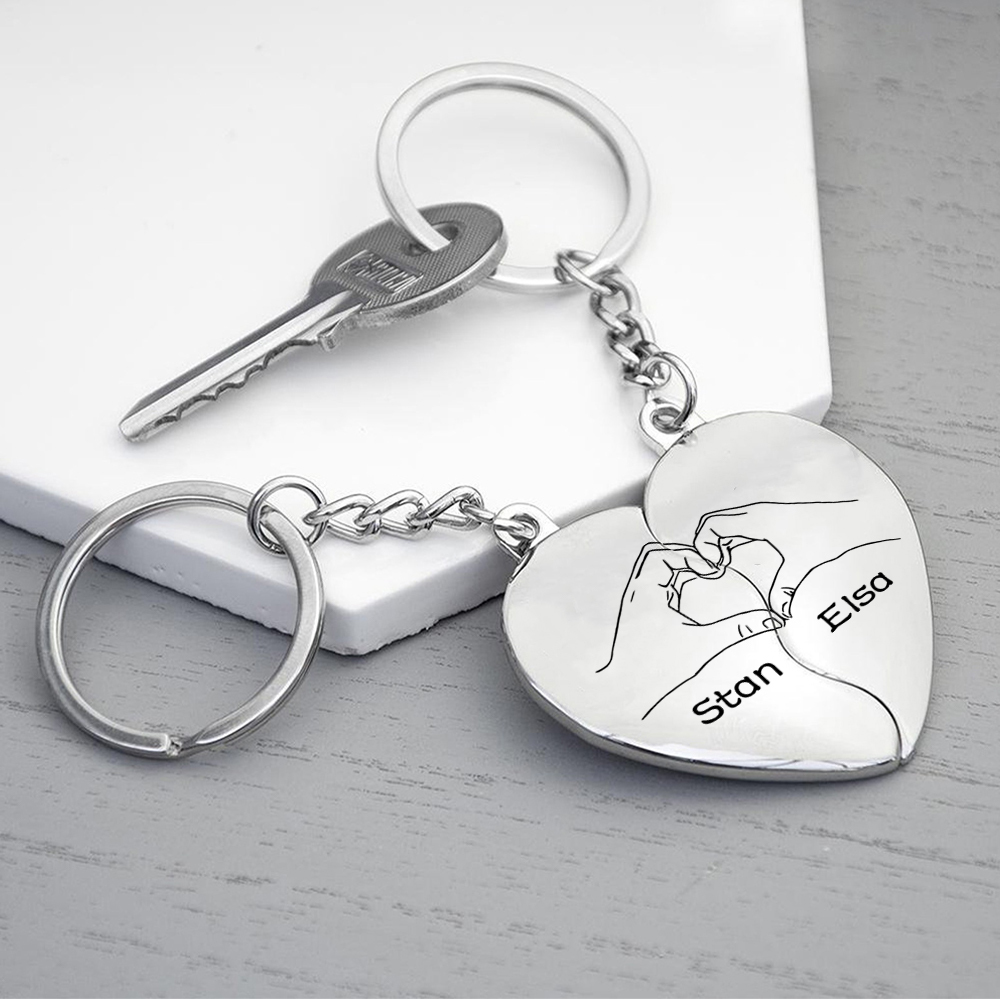 Personalised Couple Keychain Custom 2 Names Keyring Matching Couple Gifts Valentine's Day Gift for Him/Her-Jessemade AU