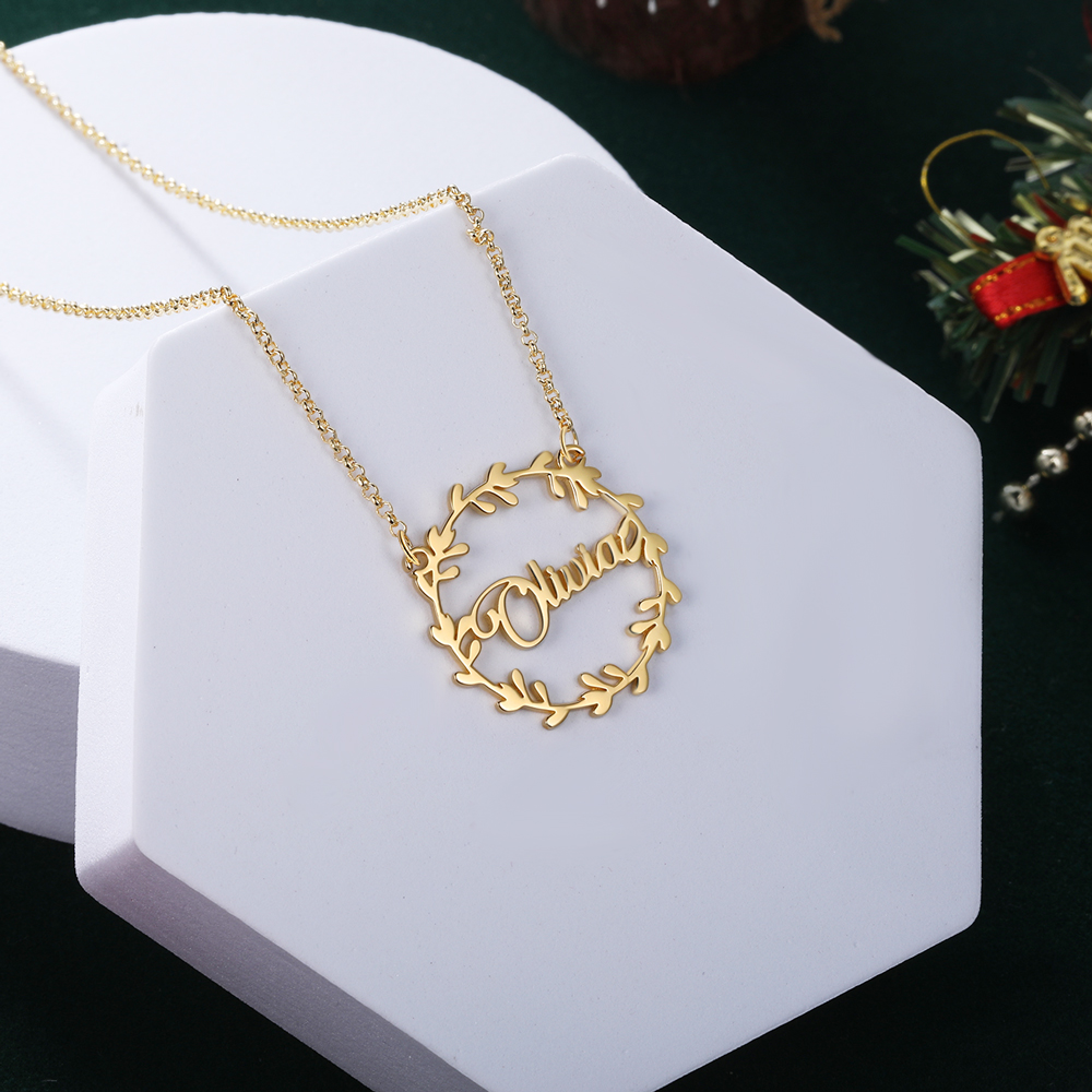 Christmas Wreath Name Necklace Personalised 1-4 Name Necklaces-Jessemade AU