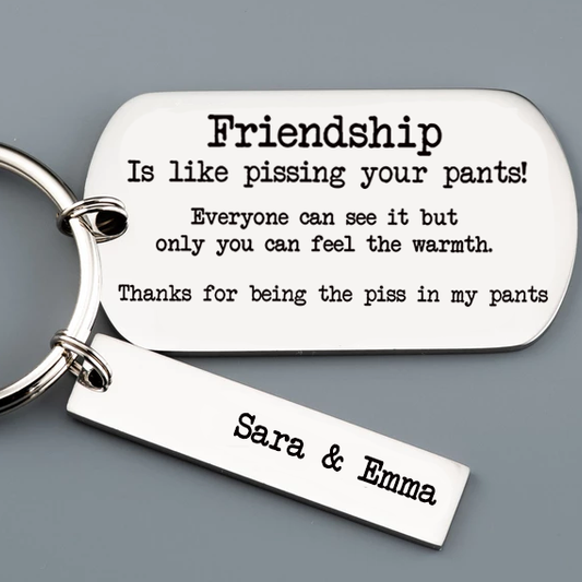 Personalised 2 Names Friendship Keychain "Thanks For Being The Piss In My Pants"-Jessemade AU