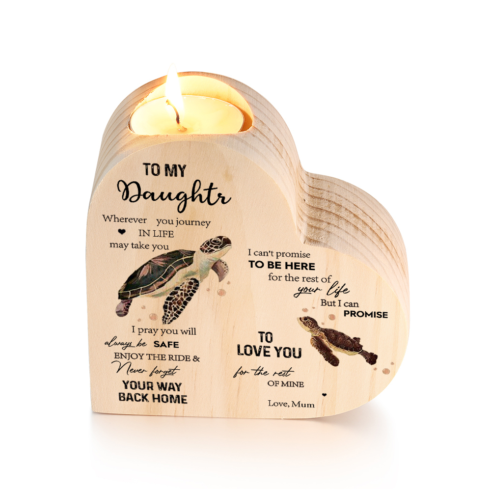 To My Daughter Wooden Heart Candle Holder "love you for the rest of mine"-Jessemade AU