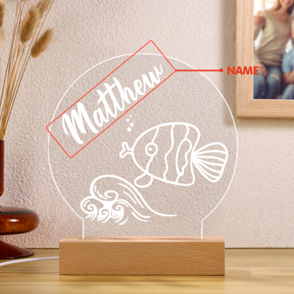 Fish Night Light Personalised Name LED Lamp Custom Animal Night Light Gifts For Kids-Jessemade AU