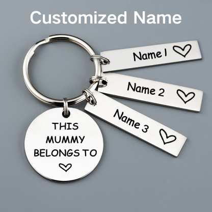 3 Names - Personalised Name Keychain Stainless Steel Keychain Special Gift for Mummy/Dad-Jessemade AU