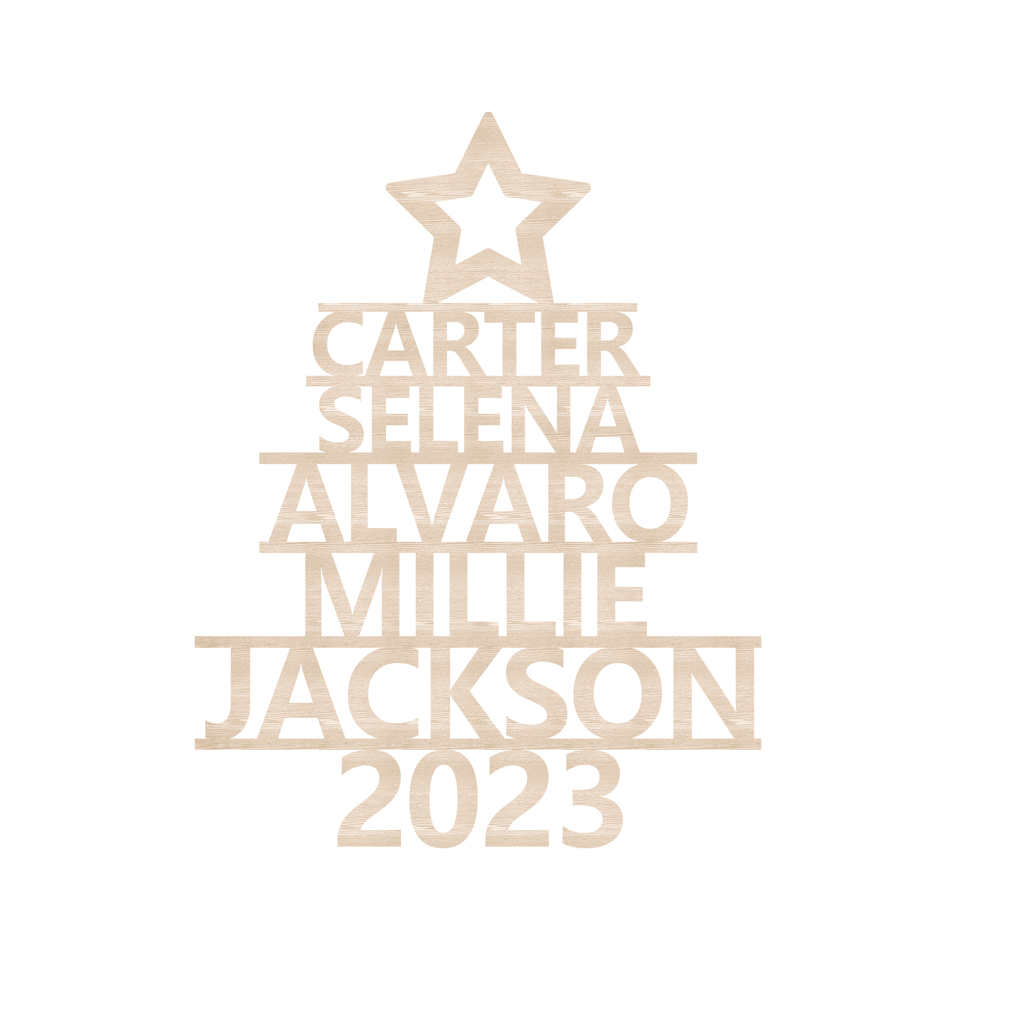 5 Names - Personalised Christmas Tree Ornaments Customised Name Xmas Wooden Decor Gifts for Family Friends-Jessemade AU