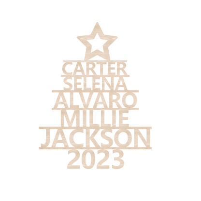 5 Names - Personalised Christmas Tree Ornaments Customised Name Xmas Wooden Decor Gifts for Family Friends-Jessemade AU