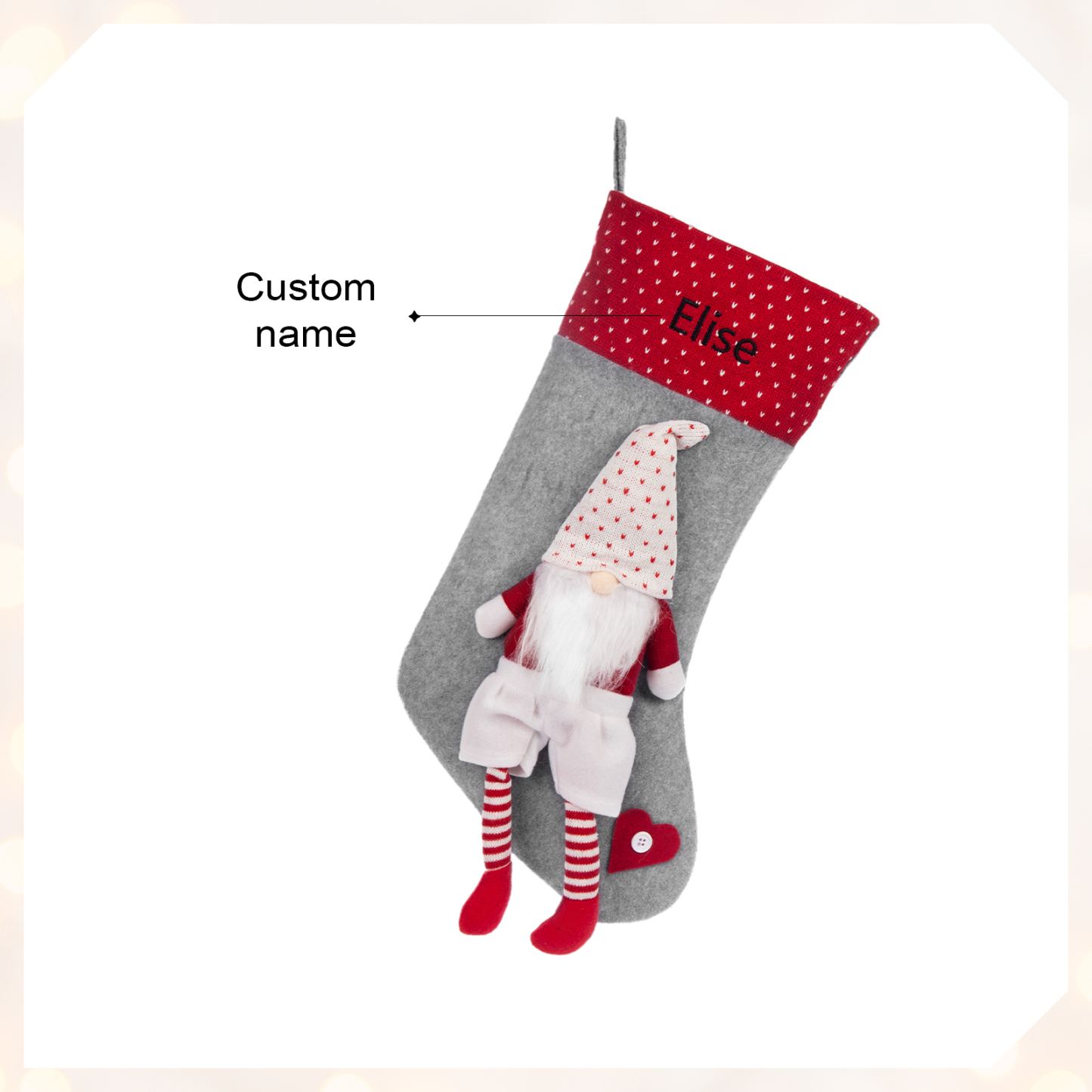 Custom 1 Name Christmas Stocking Ornament Christmas Gift Bags Santa Claus Stocking Gifts for Family Friends-Jessemade AU