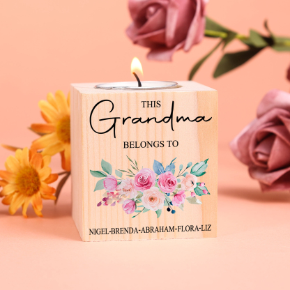 5 Names - Personalised Wooden Candle Holder Engraved Name Candlestick Grandparents Day Gift for Grandma-Jessemade AU