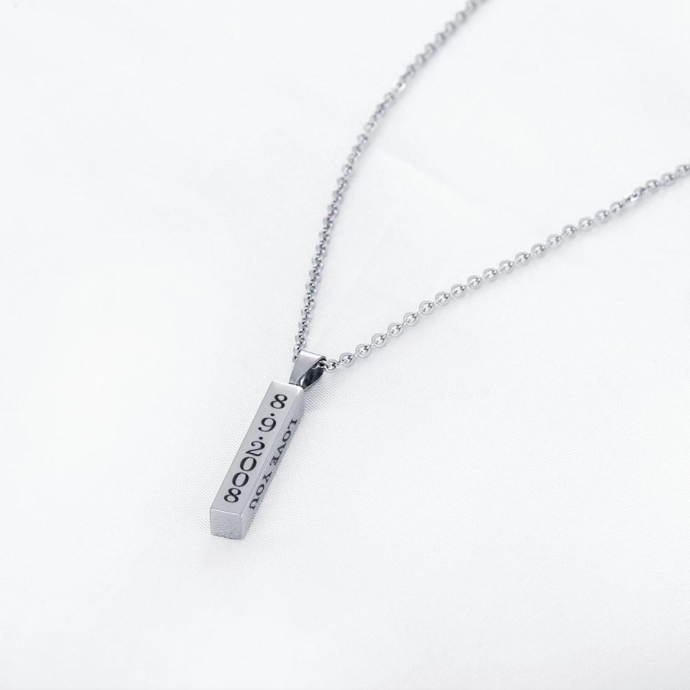 Personalised 4 Sides 3D  Vertical Bar Necklace-Jessemade AU