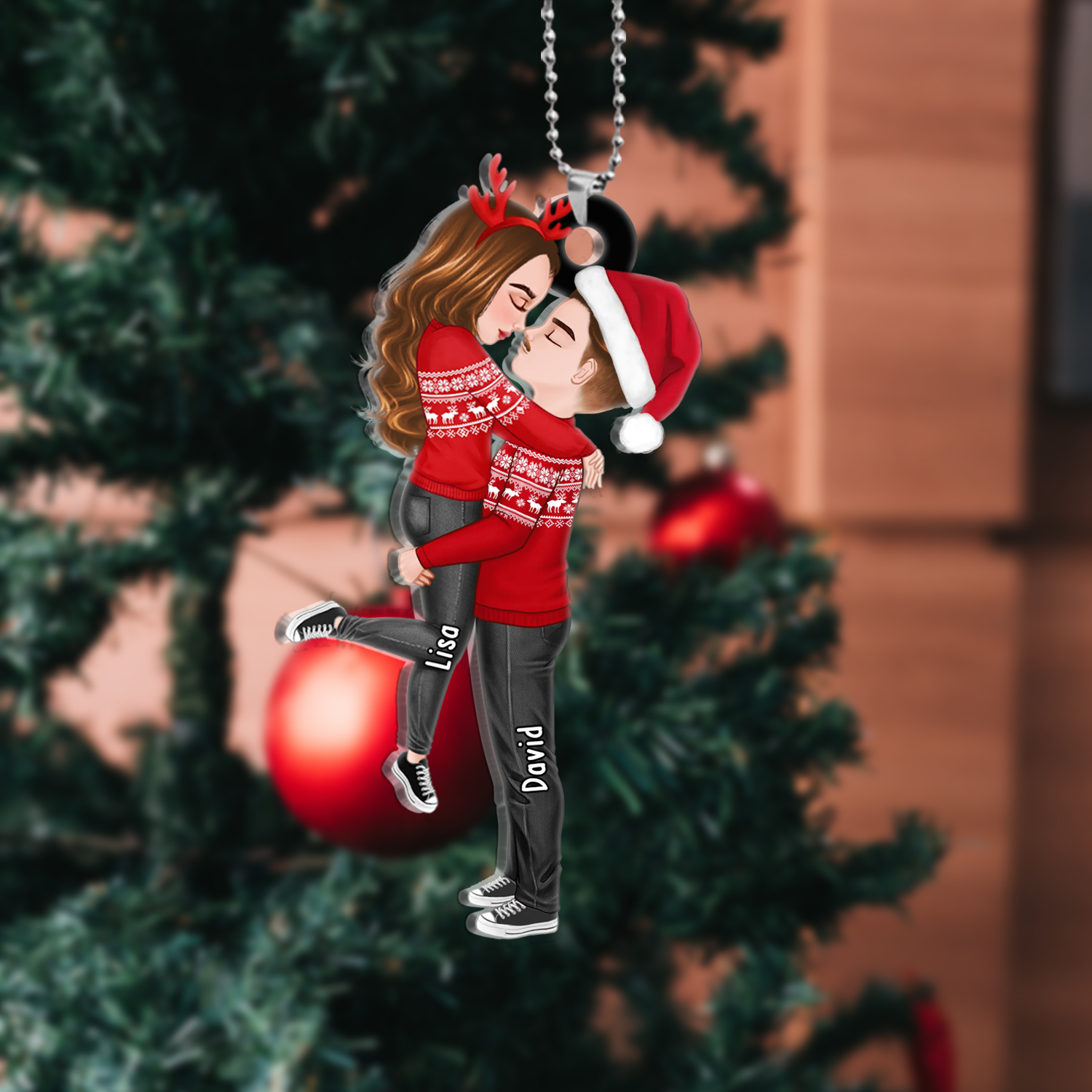 Personalised Couple Hugging Christmas Ornaments Customised 2 Names Acrylic Hanging Ornament Gifts for Couples-Jessemade AU