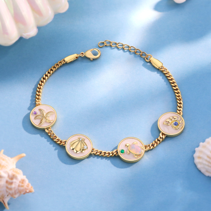 Personalised Women's Bracelet Customised 2-5 Names & Birthstones Bracelet Ocean Element Gift for Her-Jessemade AU