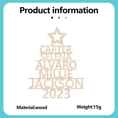 5 Names - Personalised Christmas Tree Ornaments Customised Name Xmas Wooden Decor Gifts for Family Friends-Jessemade AU