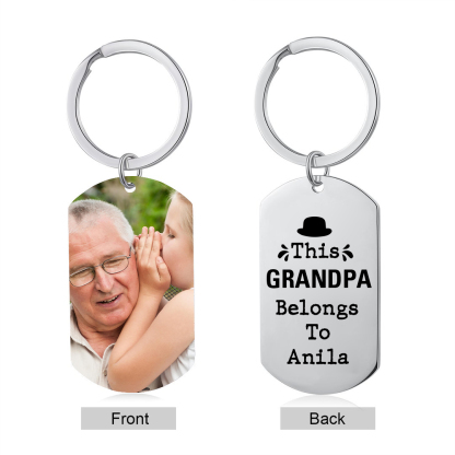 Personalised Photo and Name Keychain Grandparents' Day Gift for Grandpa-Jessemade AU