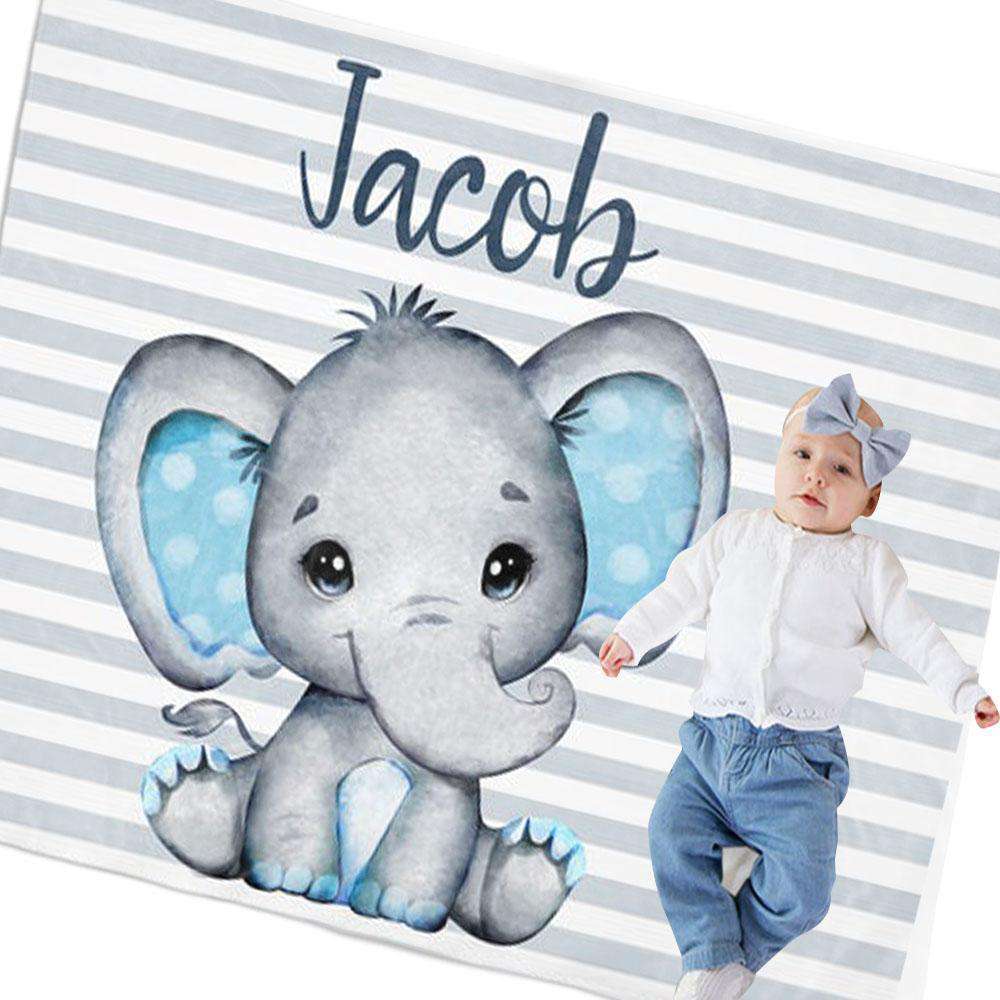 Personalised Baby Elephant Blanket Custom Name Gifts For Kids-Jessemade AU