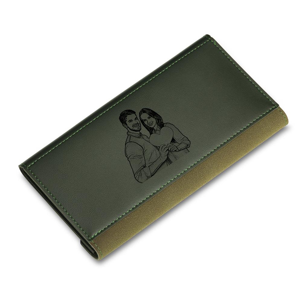 Personalised Leather Wallet Engraved Photo Long Purse Gifts For Men-Jessemade AU