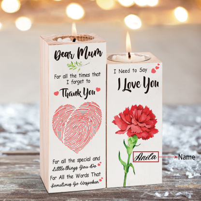 Dear Mum Candle Holder Custom Name Wooden Candlestick - For All The Times That I Forget To Thank You-Jessemade AU