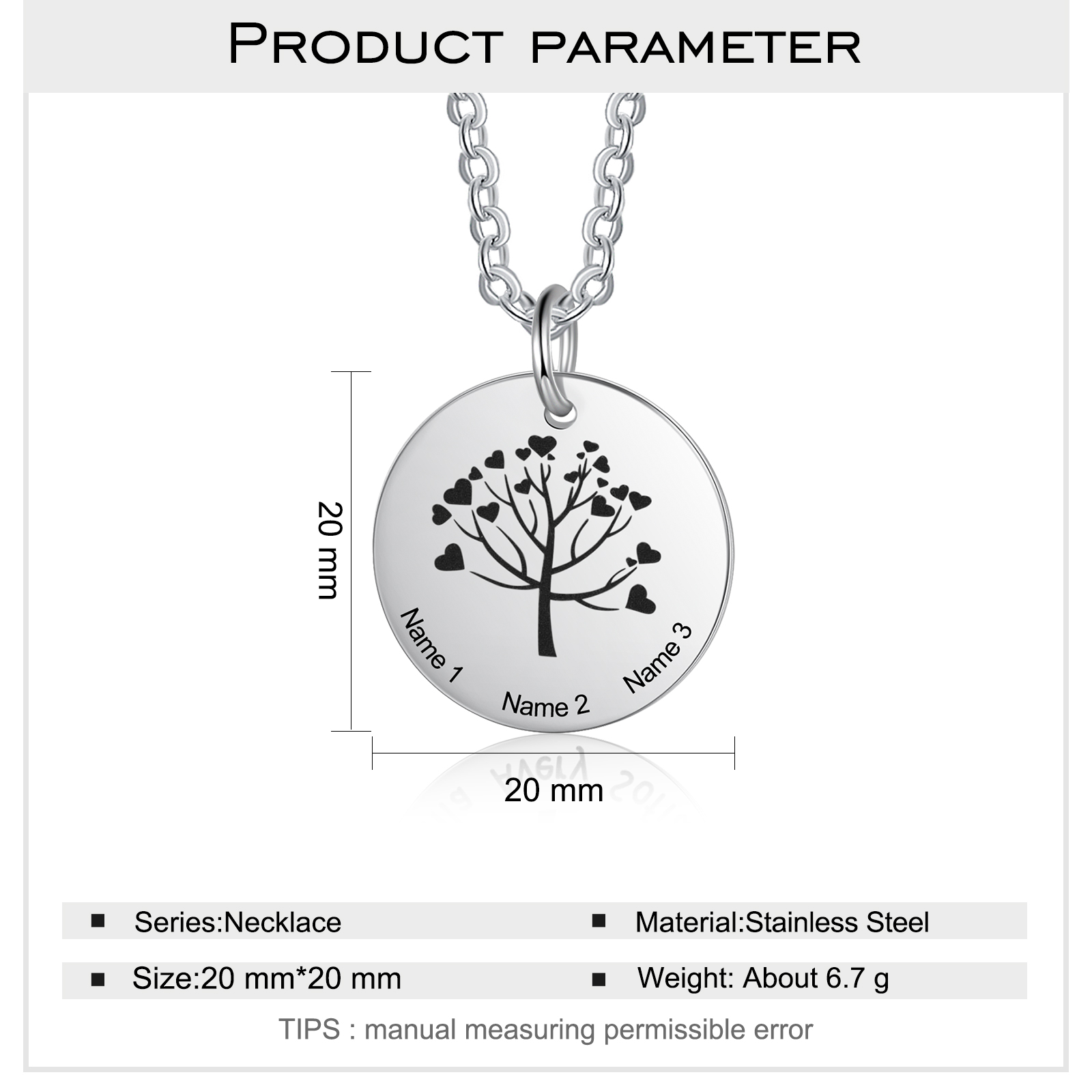 Personalised 3 Names Women's Tree Necklace-Jessemade AU