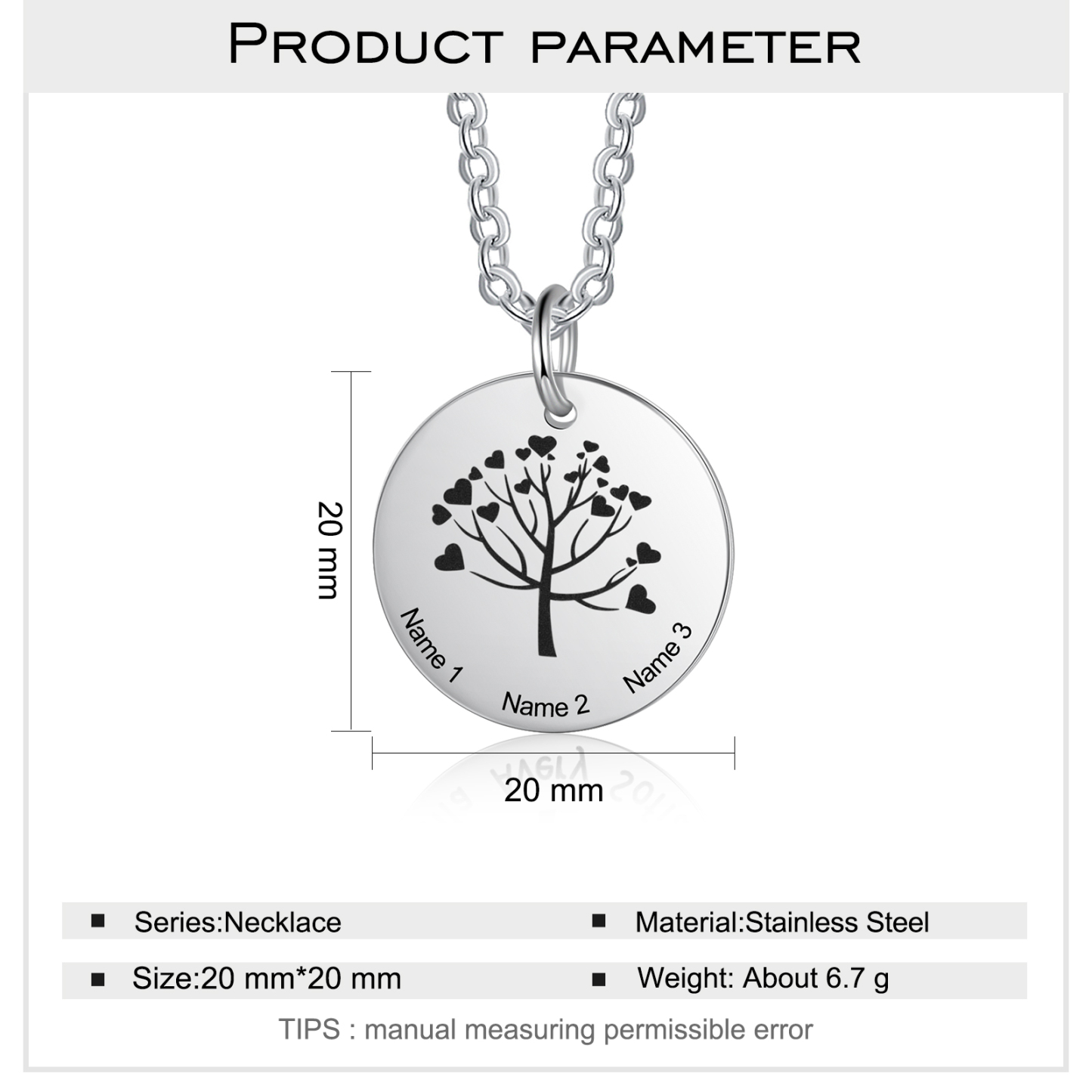 Personalised 3 Names Women's Tree Necklace-Jessemade AU