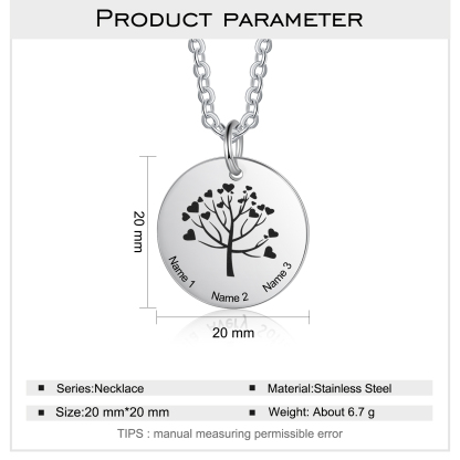 Personalised 3 Names Women's Tree Necklace-Jessemade AU