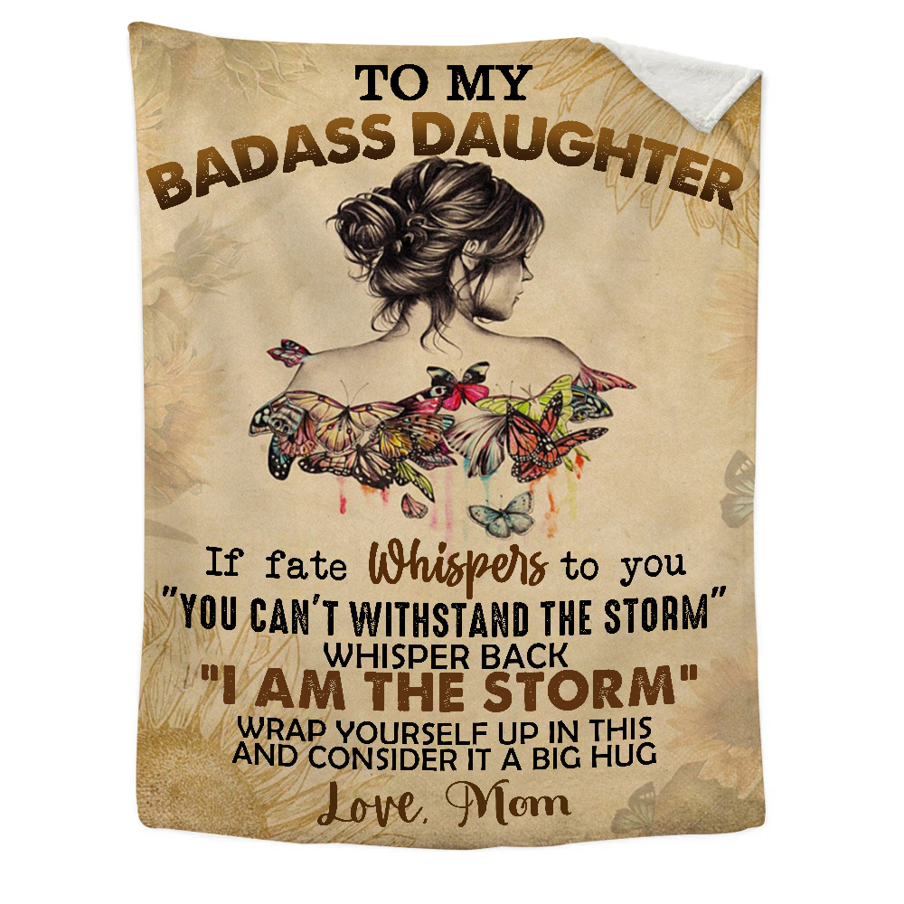 To My Badass Daughter Blanket Customised Text Flannel Blanket -Jessemade AU